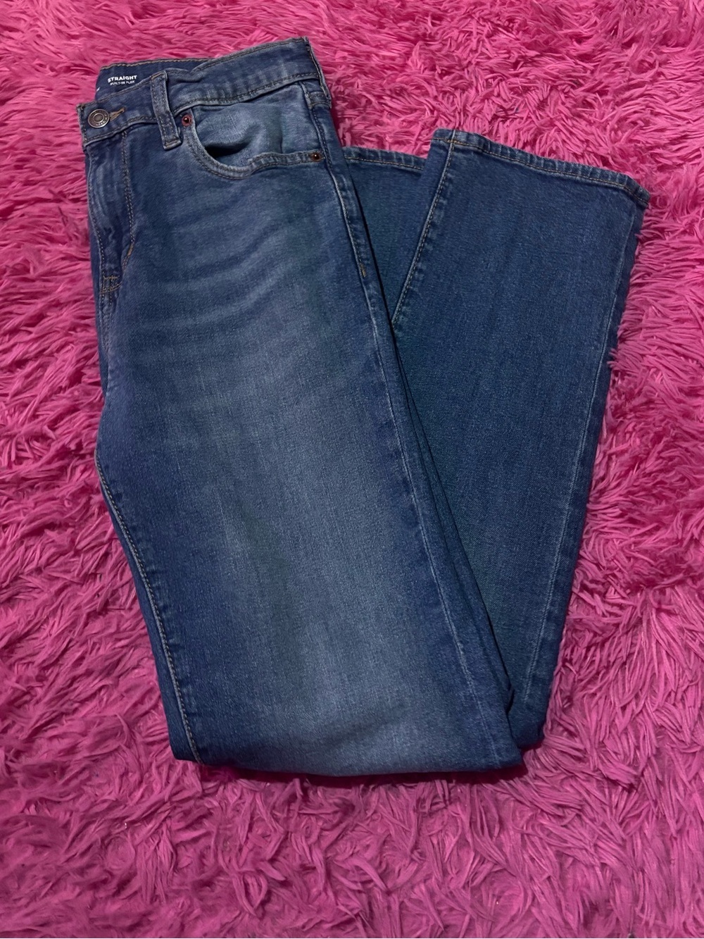Straight-Leg Built In Flex Jeans in Light Blue Wash